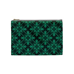 Green Damask Pattern Vintage Floral Pattern, Green Vintage Cosmetic Bag (medium) by nateshop