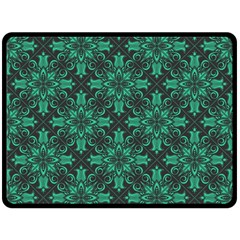 Green Damask Pattern Vintage Floral Pattern, Green Vintage Fleece Blanket (large) by nateshop