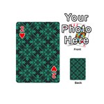 Green Damask Pattern Vintage Floral Pattern, Green Vintage Playing Cards 54 Designs (Mini) Front - Heart2