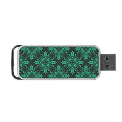 Green Damask Pattern Vintage Floral Pattern, Green Vintage Portable Usb Flash (two Sides) by nateshop