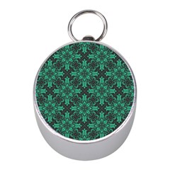 Green Damask Pattern Vintage Floral Pattern, Green Vintage Mini Silver Compasses by nateshop