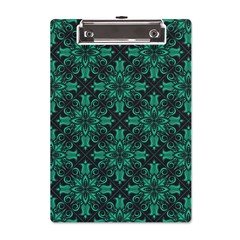 Green Damask Pattern Vintage Floral Pattern, Green Vintage A5 Acrylic Clipboard by nateshop