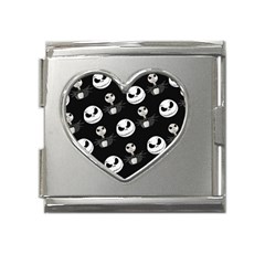 Jack Print, White, Before, Plain, Black, Simple, Christmas Mega Link Heart Italian Charm (18mm) by nateshop