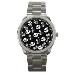 Jack Print, White, Before, Plain, Black, Simple, Christmas Sport Metal Watch by nateshop