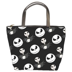 Jack Print, White, Before, Plain, Black, Simple, Christmas Bucket Bag by nateshop