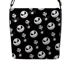 Jack Print, White, Before, Plain, Black, Simple, Christmas Flap Closure Messenger Bag (l) by nateshop