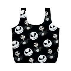 Jack Print, White, Before, Plain, Black, Simple, Christmas Full Print Recycle Bag (m) by nateshop