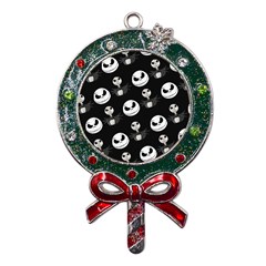 Jack Print, White, Before, Plain, Black, Simple, Christmas Metal X mas Lollipop With Crystal Ornament