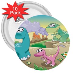 Kids Mural Cartoon Dinosaur 3  Buttons (10 Pack)  by nateshop