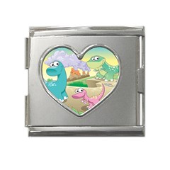 Kids Mural Cartoon Dinosaur Mega Link Heart Italian Charm (18mm) by nateshop