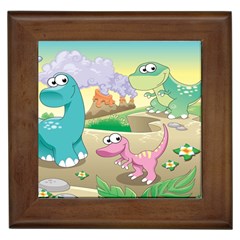 Kids Mural Cartoon Dinosaur Framed Tile by nateshop