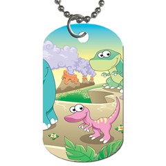 Kids Mural Cartoon Dinosaur Dog Tag (one Side) by nateshop