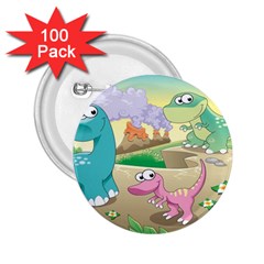 Kids Mural Cartoon Dinosaur 2 25  Buttons (100 Pack)  by nateshop