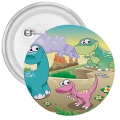 Kids Mural Cartoon Dinosaur 3  Buttons by nateshop