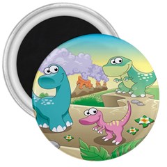 Kids Mural Cartoon Dinosaur 3  Magnets by nateshop