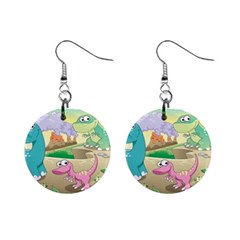 Kids Mural Cartoon Dinosaur Mini Button Earrings by nateshop