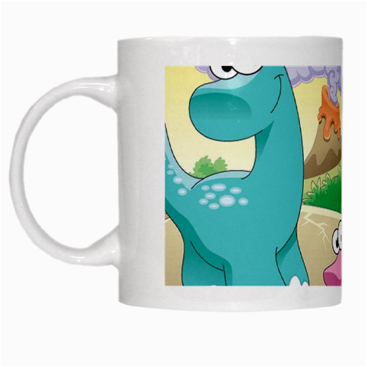 Kids Mural Cartoon Dinosaur White Mug