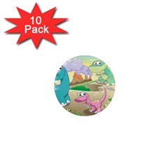 Kids Mural Cartoon Dinosaur 1  Mini Magnet (10 Pack) 