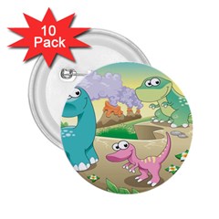 Kids Mural Cartoon Dinosaur 2 25  Buttons (10 Pack)  by nateshop