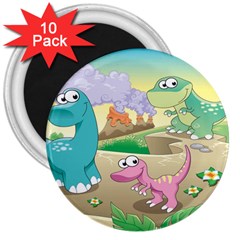 Kids Mural Cartoon Dinosaur 3  Magnets (10 Pack)  by nateshop