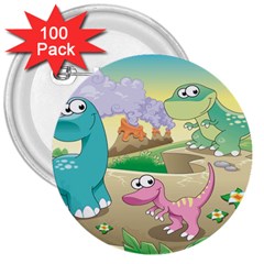 Kids Mural Cartoon Dinosaur 3  Buttons (100 Pack)  by nateshop