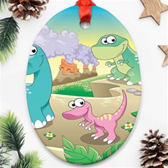 Kids Mural Cartoon Dinosaur Oval Ornament (two Sides) by nateshop