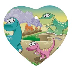 Kids Mural Cartoon Dinosaur Heart Ornament (two Sides) by nateshop