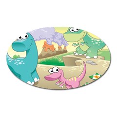 Kids Mural Cartoon Dinosaur Oval Magnet by nateshop