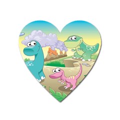 Kids Mural Cartoon Dinosaur Heart Magnet by nateshop