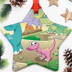 Kids Mural Cartoon Dinosaur Star Ornament (two Sides) by nateshop