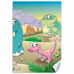 Kids Mural Cartoon Dinosaur Canvas 12  X 18  by nateshop