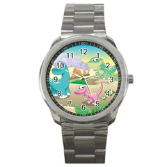 Kids Mural Cartoon Dinosaur Sport Metal Watch by nateshop