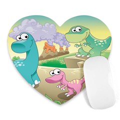 Kids Mural Cartoon Dinosaur Heart Mousepad by nateshop