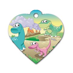 Kids Mural Cartoon Dinosaur Dog Tag Heart (two Sides) by nateshop