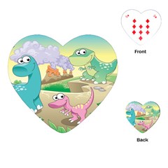 Kids Mural Cartoon Dinosaur Playing Cards Single Design (heart) by nateshop