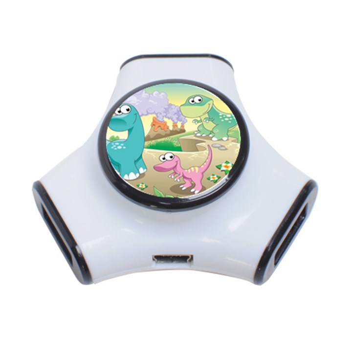 Kids Mural Cartoon Dinosaur 3-Port USB Hub