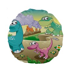 Kids Mural Cartoon Dinosaur Standard 15  Premium Round Cushions by nateshop