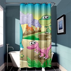 Kids Mural Cartoon Dinosaur Shower Curtain 36  X 72  (stall)  by nateshop