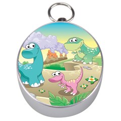 Kids Mural Cartoon Dinosaur Silver Compasses by nateshop