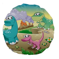 Kids Mural Cartoon Dinosaur Large 18  Premium Round Cushions by nateshop