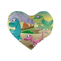 Kids Mural Cartoon Dinosaur Standard 16  Premium Heart Shape Cushions by nateshop