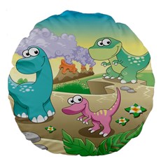 Kids Mural Cartoon Dinosaur Large 18  Premium Flano Round Cushions by nateshop