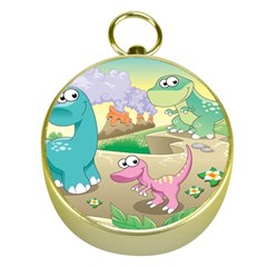 Kids Mural Cartoon Dinosaur Gold Compasses by nateshop