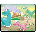 Kids Mural Cartoon Dinosaur Two Sides Fleece Blanket (Medium) 58.8 x47.4  Blanket Front