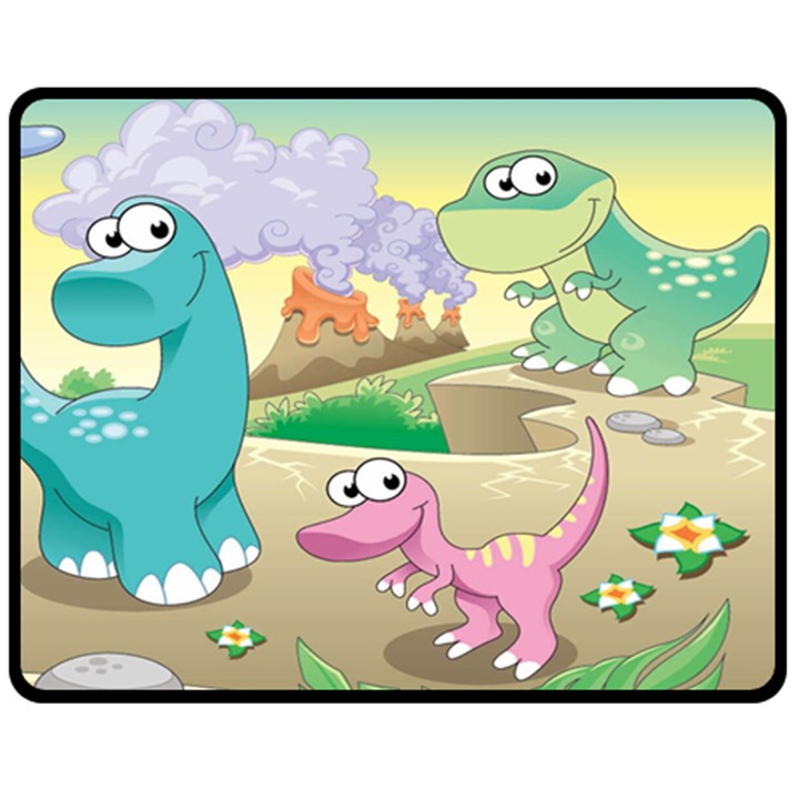 Kids Mural Cartoon Dinosaur Two Sides Fleece Blanket (Medium)