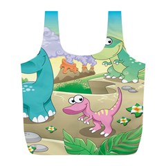 Kids Mural Cartoon Dinosaur Full Print Recycle Bag (l) by nateshop