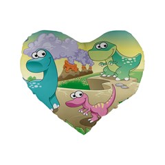 Kids Mural Cartoon Dinosaur Standard 16  Premium Flano Heart Shape Cushions by nateshop