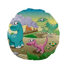 Kids Mural Cartoon Dinosaur Standard 15  Premium Flano Round Cushions by nateshop