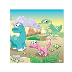 Kids Mural Cartoon Dinosaur Square Satin Scarf (30  X 30 ) by nateshop