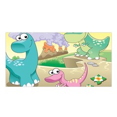 Kids Mural Cartoon Dinosaur Satin Shawl 45  X 80  by nateshop